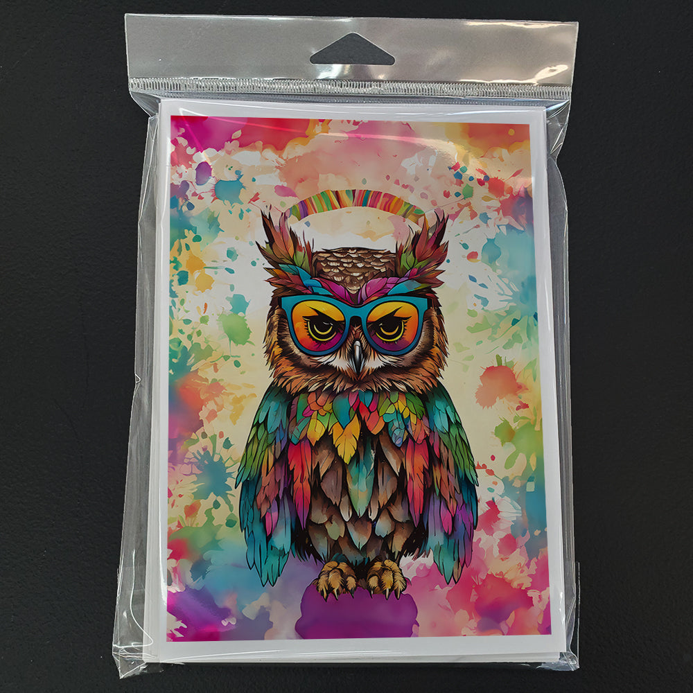 Hippie Animal Owl Greeting Cards Pack of 8 Blank Cards with Envelopes Whimsical A7 Size 5x7