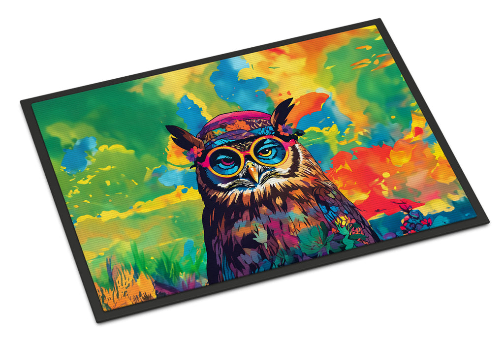 Hippie Animal Owl Doormat Indoor Outdoor 24H X 36W Front Door Mat Rugs for Entryway, Non Slip Washable Low Pile,