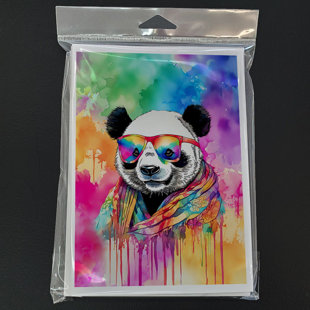 Hippie Animal Panda Greeting Cards Pack of 8 Blank Cards with Envelopes Whimsical A7 Size 5x7
