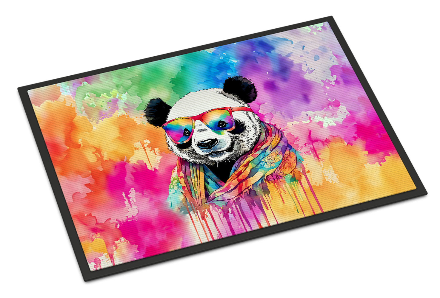 Hippie Animal Panda Doormat Indoor Outdoor 24H X 36W Front Door Mat Rugs for Entryway, Non Slip Washable Low Pile,