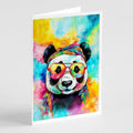 Hippie Animal Panda Greeting Cards Pack of 8 Blank Cards with Envelopes Whimsical A7 Size 5x7