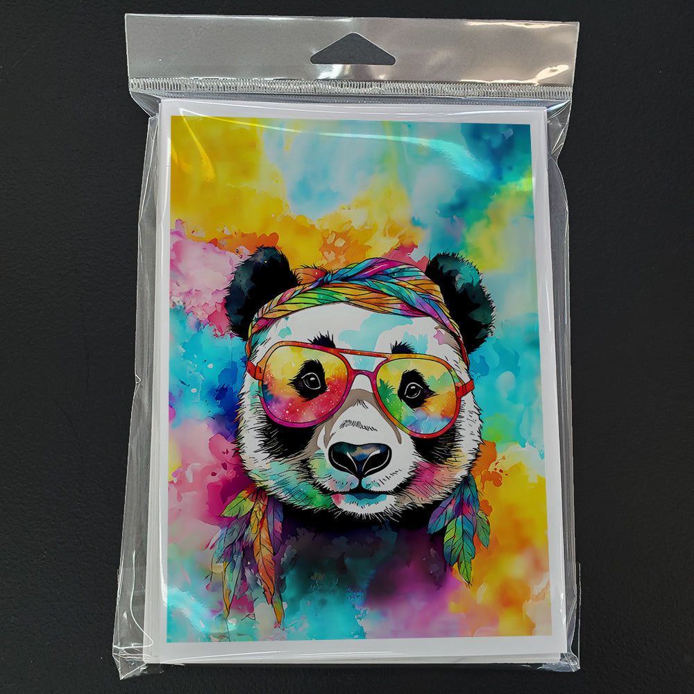 Hippie Animal Panda Greeting Cards Pack of 8 Blank Cards with Envelopes Whimsical A7 Size 5x7