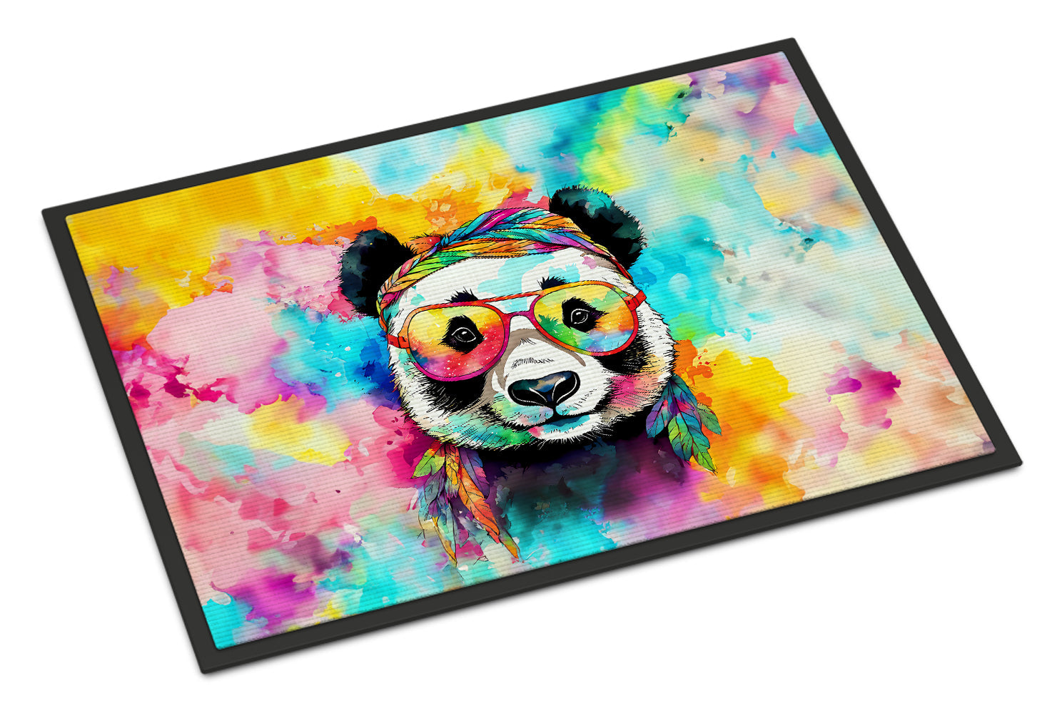 Hippie Animal Panda Doormat Indoor Outdoor 24H X 36W Front Door Mat Rugs for Entryway, Non Slip Washable Low Pile,
