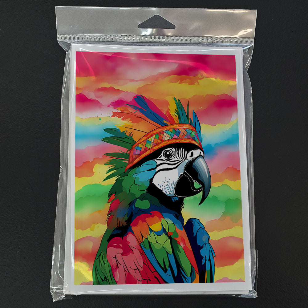 Hippie Animal Parrot Greeting Cards Pack of 8 Blank Cards with Envelopes Whimsical A7 Size 5x7
