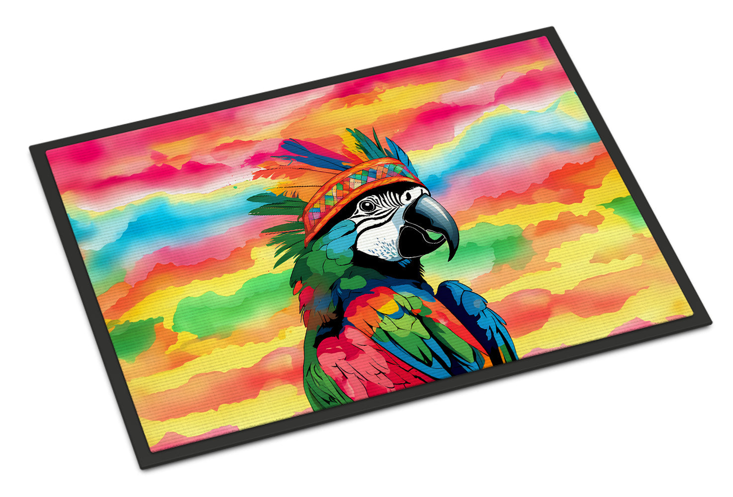 Hippie Animal Parrot Doormat Indoor Outdoor 18H X 27W Front Door Mat Rugs for Entryway, Non Slip Washable