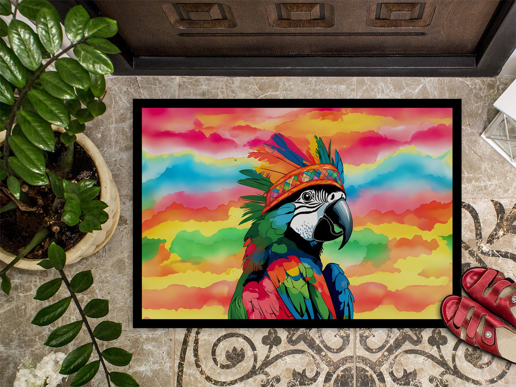 Hippie Animal Parrot Doormat Indoor Outdoor 18H X 27W Front Door Mat Rugs for Entryway, Non Slip Washable