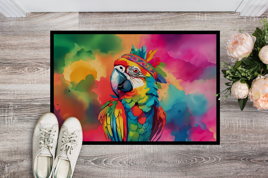 Hippie Animal Parrot Doormat Indoor Outdoor 24H X 36W Front Door Mat Rugs for Entryway, Non Slip Washable Low Pile,