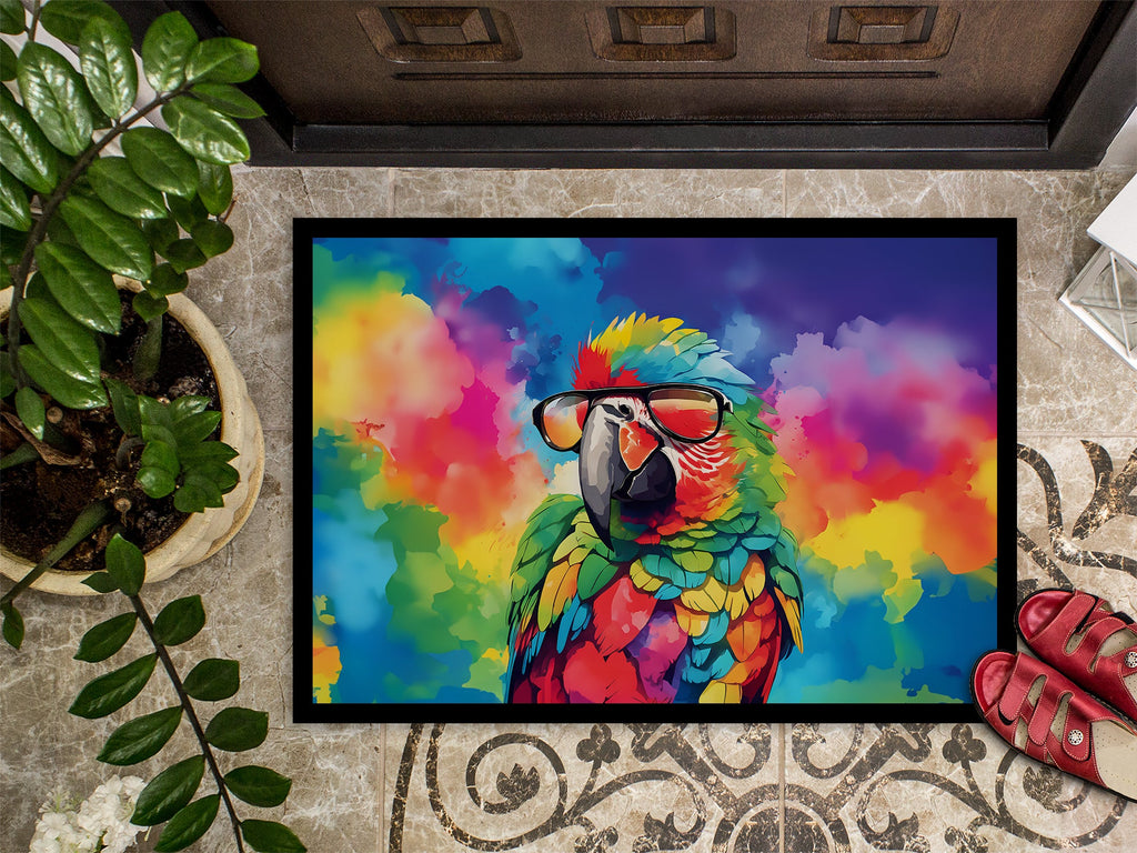 Hippie Animal Parrot Doormat Indoor Outdoor 18H X 27W Front Door Mat Rugs for Entryway, Non Slip Washable