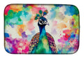 Hippie Animal Peacock Dish Drying Mat Absorbent Dish Drying Mat Pad for Kitchen Counter Dish Drainer Mat for Countertop, 14 x 21", Multicolor
