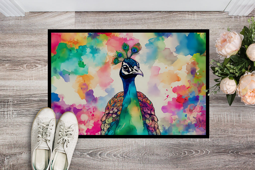 Hippie Animal Peacock Doormat Indoor Outdoor 24H X 36W Front Door Mat Rugs for Entryway, Non Slip Washable Low Pile,