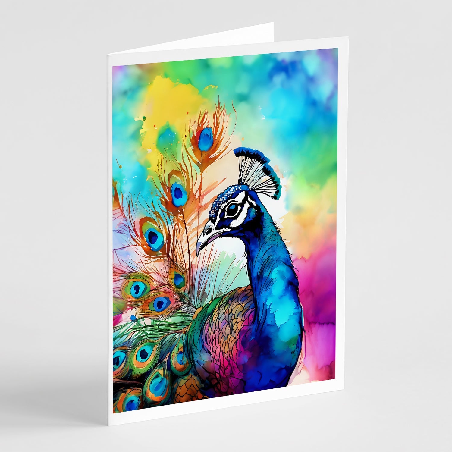 Hippie Animal Peacock Greeting Cards Pack of 8 Blank Cards with Envelopes Whimsical A7 Size 5x7