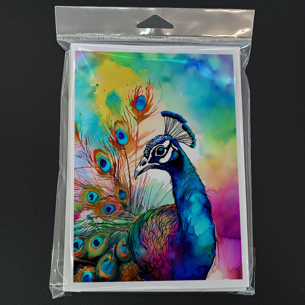Hippie Animal Peacock Greeting Cards Pack of 8 Blank Cards with Envelopes Whimsical A7 Size 5x7