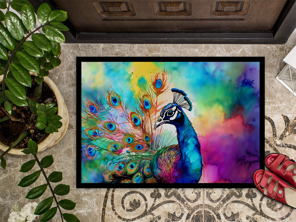 Hippie Animal Peacock Doormat Indoor Outdoor 24H X 36W Front Door Mat Rugs for Entryway, Non Slip Washable Low Pile,