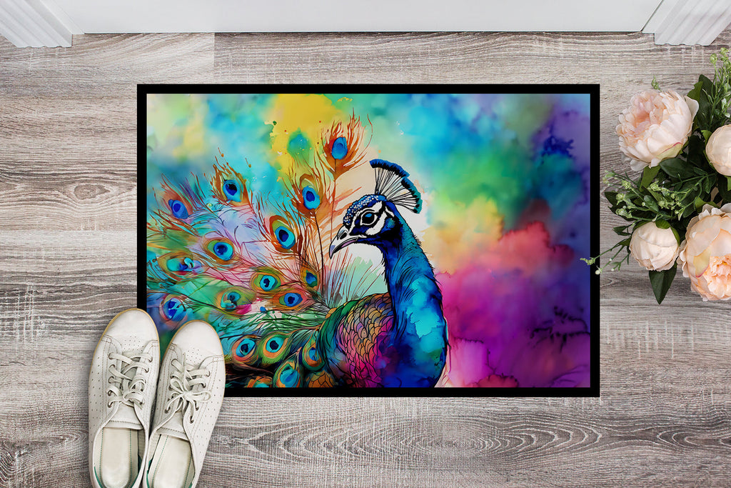 Hippie Animal Peacock Doormat Indoor Outdoor 18H X 27W Front Door Mat Rugs for Entryway, Non Slip Washable