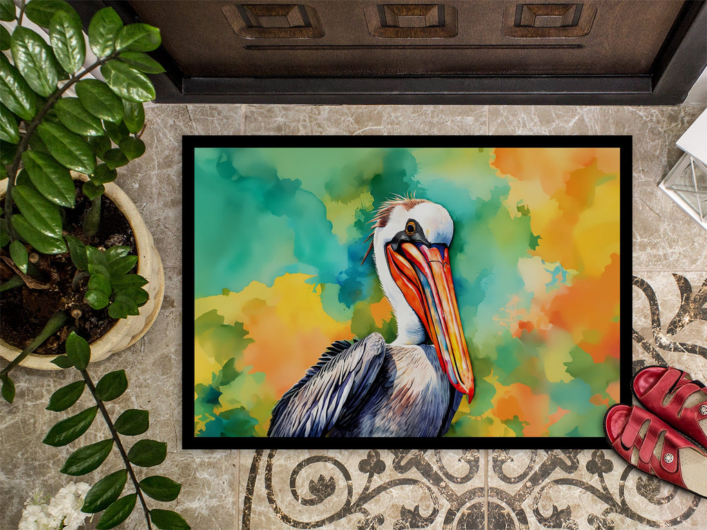 Hippie Animal Pelican Doormat Indoor Outdoor 24H X 36W Front Door Mat Rugs for Entryway, Non Slip Washable Low Pile,