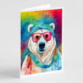 Hippie Animal Polar Bear Greeting Cards Pack of 8 Blank Cards with Envelopes Whimsical A7 Size 5x7