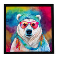 Hippie Animal Polar Bear Framed Metal Print Bathroom, Kitchen, Office, Home Decor Wall Art Ready to Hang, Square, 8X8