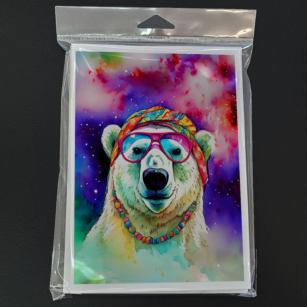 Hippie Animal Polar Bear Greeting Cards Pack of 8 Blank Cards with Envelopes Whimsical A7 Size 5x7