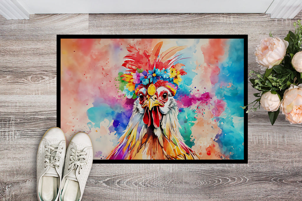 Hippie Animal Polish Poland Rooster Doormat Indoor Outdoor 18H X 27W Front Door Mat Rugs for Entryway, Non Slip Washable
