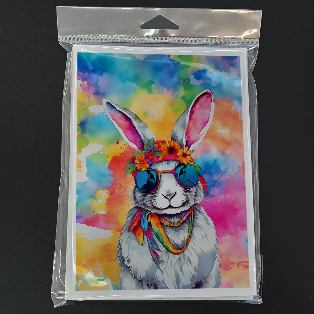 Hippie Animal Rabbit Greeting Cards Pack of 8 Blank Cards with Envelopes Whimsical A7 Size 5x7