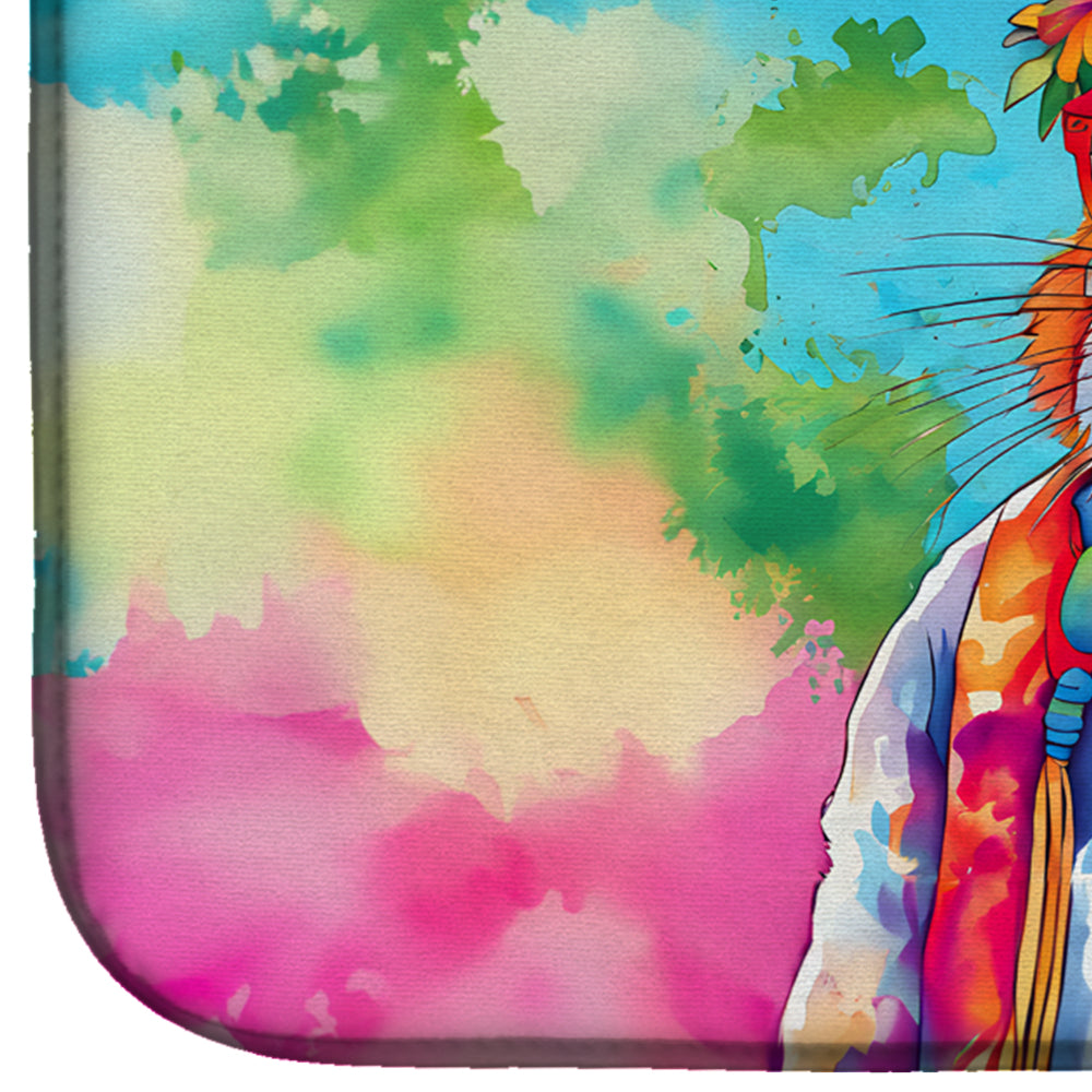 Hippie Animal Rabbit Dish Drying Mat Absorbent Dish Drying Mat Pad for Kitchen Counter Dish Drainer Mat for Countertop, 14 x 21", Multicolor