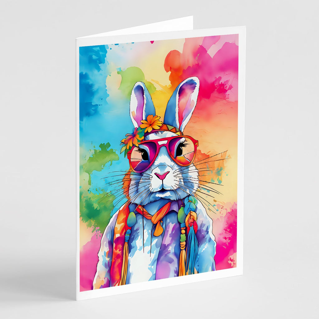 Hippie Animal Rabbit Greeting Cards Pack of 8 Blank Cards with Envelopes Whimsical A7 Size 5x7
