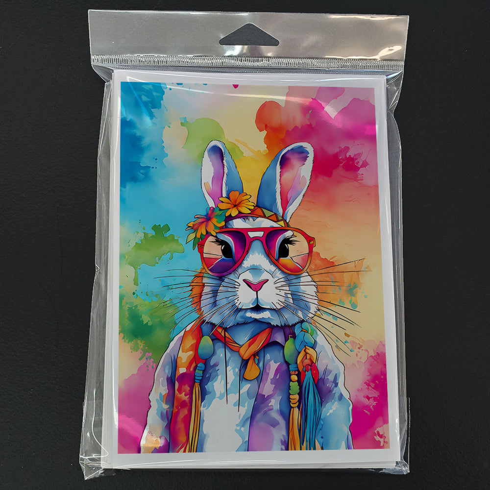 Hippie Animal Rabbit Greeting Cards Pack of 8 Blank Cards with Envelopes Whimsical A7 Size 5x7