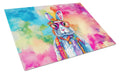 Hippie Animal Rabbit Cutting Board Tempered Glass Kitchen Cutting Surface, Heat Resistant Chopping, Non-Slip Feet, Food Prep & Serving