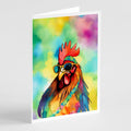 Hippie Animal Rooster Greeting Cards Pack of 8 Blank Cards with Envelopes Whimsical A7 Size 5x7