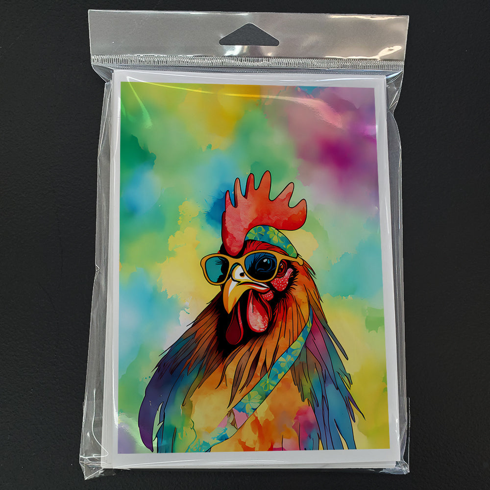 Hippie Animal Rooster Greeting Cards Pack of 8 Blank Cards with Envelopes Whimsical A7 Size 5x7