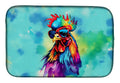 Hippie Animal Rooster Dish Drying Mat Absorbent Dish Drying Mat Pad for Kitchen Counter Dish Drainer Mat for Countertop, 14 x 21", Multicolor