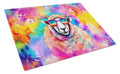 Hippie Animal Sheep Cutting Board Tempered Glass Kitchen Cutting Surface, Heat Resistant Chopping, Non-Slip Feet, Food Prep & Serving