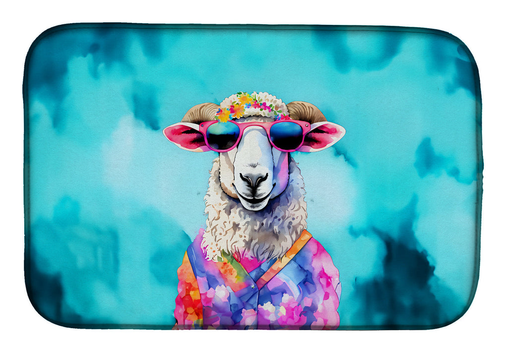 Hippie Animal Sheep Dish Drying Mat Absorbent Dish Drying Mat Pad for Kitchen Counter Dish Drainer Mat for Countertop, 14 x 21", Multicolor