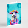 Hippie Animal Sheep Greeting Cards Pack of 8 Blank Cards with Envelopes Whimsical A7 Size 5x7