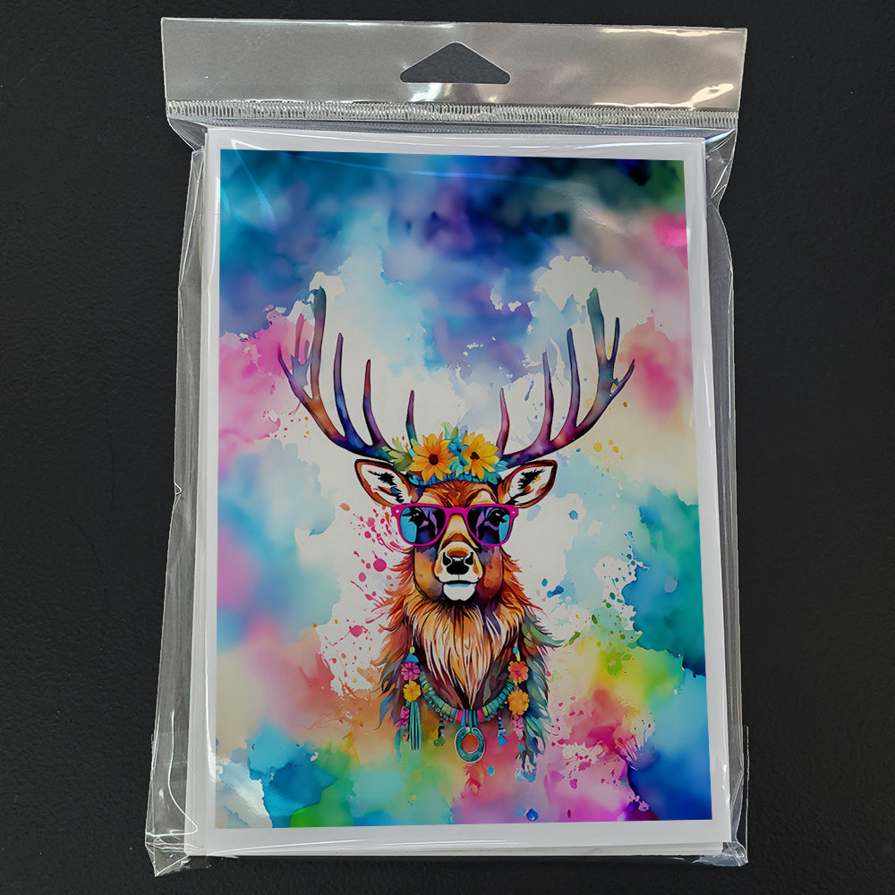 Hippie Animal Stag Deer Greeting Cards Pack of 8 Blank Cards with Envelopes Whimsical A7 Size 5x7