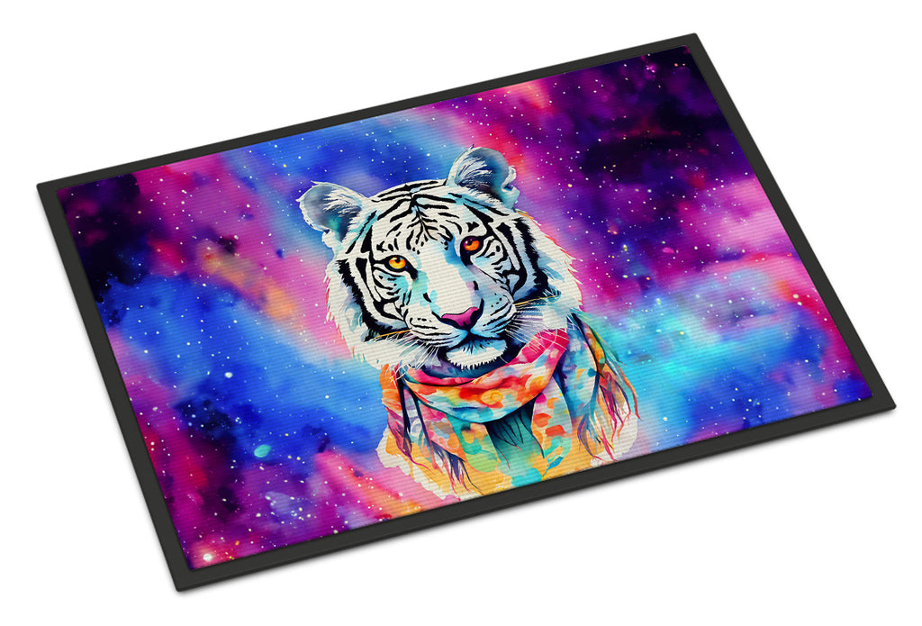 Hippie Animal White Tiger Doormat Indoor Outdoor 24H X 36W Front Door Mat Rugs for Entryway, Non Slip Washable Low Pile,