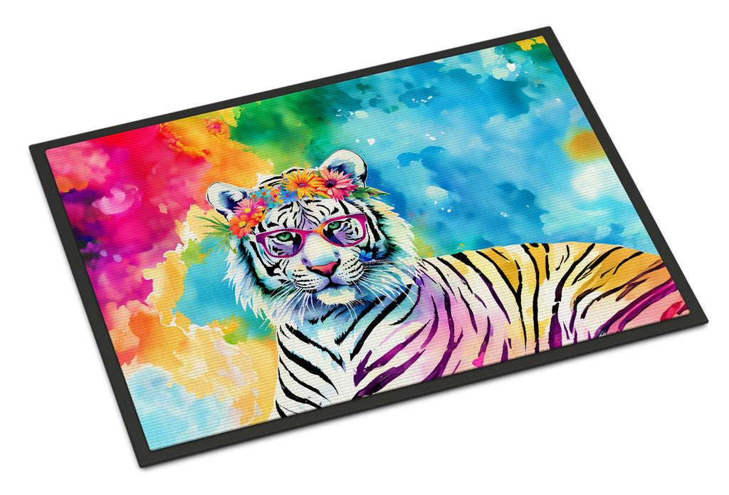Hippie Animal White Tiger Doormat Indoor Outdoor 24H X 36W Front Door Mat Rugs for Entryway, Non Slip Washable Low Pile,