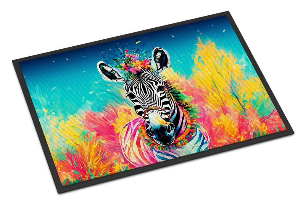 Hippie Animal Zebra Doormat Indoor Outdoor 24H X 36W Front Door Mat Rugs for Entryway, Non Slip Washable Low Pile,