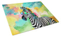 Hippie Animal Zebra Cutting Board Tempered Glass Kitchen Cutting Surface, Heat Resistant Chopping, Non-Slip Feet, Food Prep & Serving