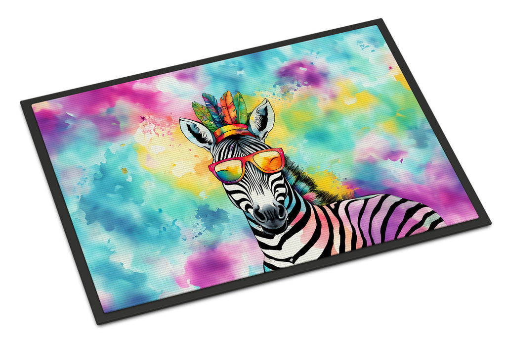 Hippie Animal Zebra Doormat Indoor Outdoor 24H X 36W Front Door Mat Rugs for Entryway, Non Slip Washable Low Pile,