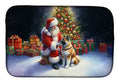 Akita and Santa Claus Dish Drying Mat Absorbent Dish Drying Mat Pad for Kitchen Counter Dish Drainer Mat for Countertop, 14 x 21", Multicolor