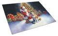 Akita and Santa Claus Cutting Board Tempered Glass Kitchen Cutting Surface, Heat Resistant Chopping, Non-Slip Feet, Food Prep & Serving
