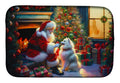 American Eskimo and Santa Claus Dish Drying Mat Absorbent Dish Drying Mat Pad for Kitchen Counter Dish Drainer Mat for Countertop, 14 x 21", Multicolor