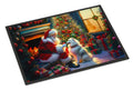 American Eskimo and Santa Claus Doormat Indoor Outdoor 18H X 27W Front Door Mat Rugs for Entryway, Non Slip Washable