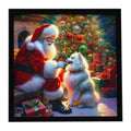 American Eskimo and Santa Claus Framed Metal Print Bathroom, Kitchen, Office, Home Decor Wall Art Ready to Hang, Square, 8X8