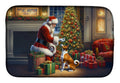 Basenji and Santa Claus Dish Drying Mat Absorbent Dish Drying Mat Pad for Kitchen Counter Dish Drainer Mat for Countertop, 14 x 21", Multicolor