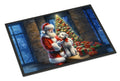 Bedlington Terrier and Santa Claus Doormat Indoor Outdoor 24H X 36W Front Door Mat Rugs for Entryway, Non Slip Washable Low Pile,