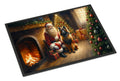 Belgian Tervuren and Santa Claus Doormat Indoor Outdoor 18H X 27W Front Door Mat Rugs for Entryway, Non Slip Washable