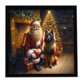 Belgian Tervuren and Santa Claus Framed Metal Print Bathroom, Kitchen, Office, Home Decor Wall Art Ready to Hang, Square, 8X8