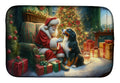 Bernese Mountain Dog and Santa Claus Dish Drying Mat Absorbent Dish Drying Mat Pad for Kitchen Counter Dish Drainer Mat for Countertop, 14 x 21", Multicolor